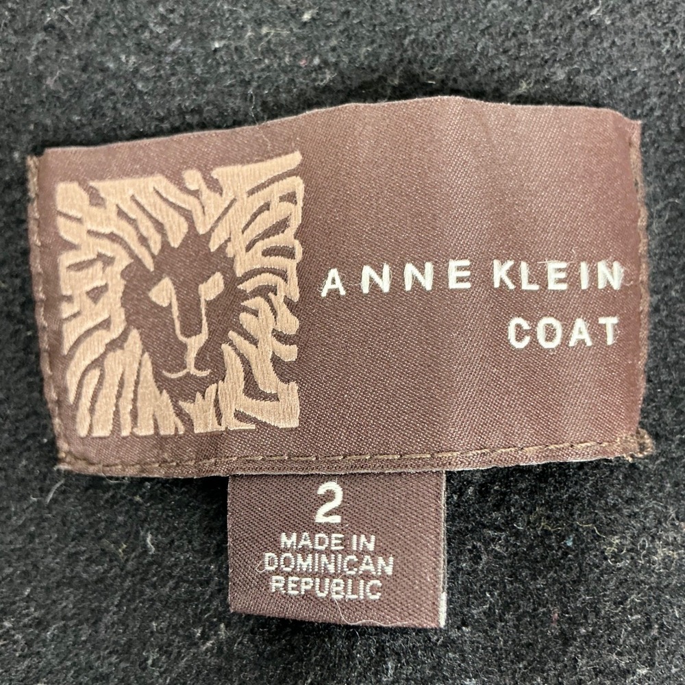 Anne Klein Wool Blend Long Coat Black Button Front Winter Dressy Classic Size 2 - Picture 8 of 9